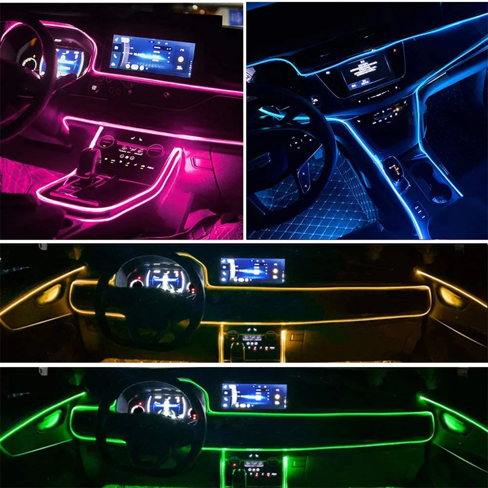 Carro led lâmpada decorativa 6 em 1 Controle de APLICATIVO faixa de luz led RGB Multicolor Aotu Luzes Interiores Atmosfera de Fibra Óptica Lâmpada