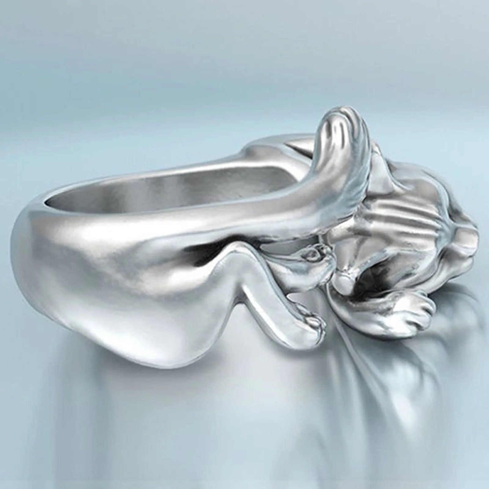 2021 OTOKY Anel de Liga de Zinco anéis Vintage para mulheres de luxo Homens Mulheres Retro Preguiçoso Gato Moda Abrir o Anel de prata anel de goth anel