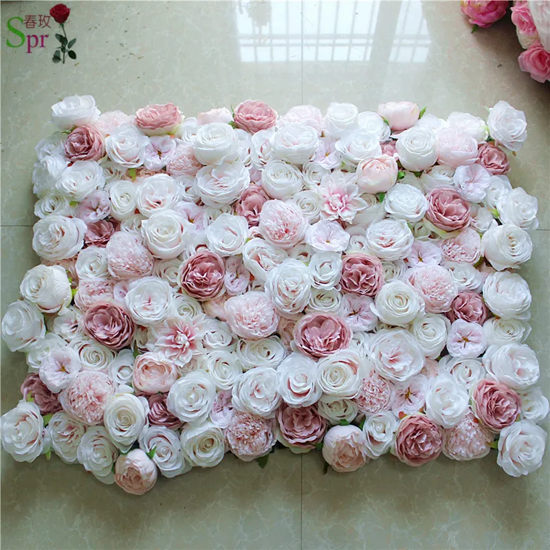 SPR 3D Personalizado cor-de-Rosa Flowerwall Casamento Artificiais de Seda Rosa Flor do Painel de Parede de pano de Fundo Flores Artificiais Flores Decorativas Para