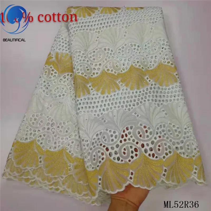 BEAUTIFICAL voile africana, nigéria rendas de algodão tecidos bordados seco de renda em voile de tissu de vestido de 2019 ML52R36