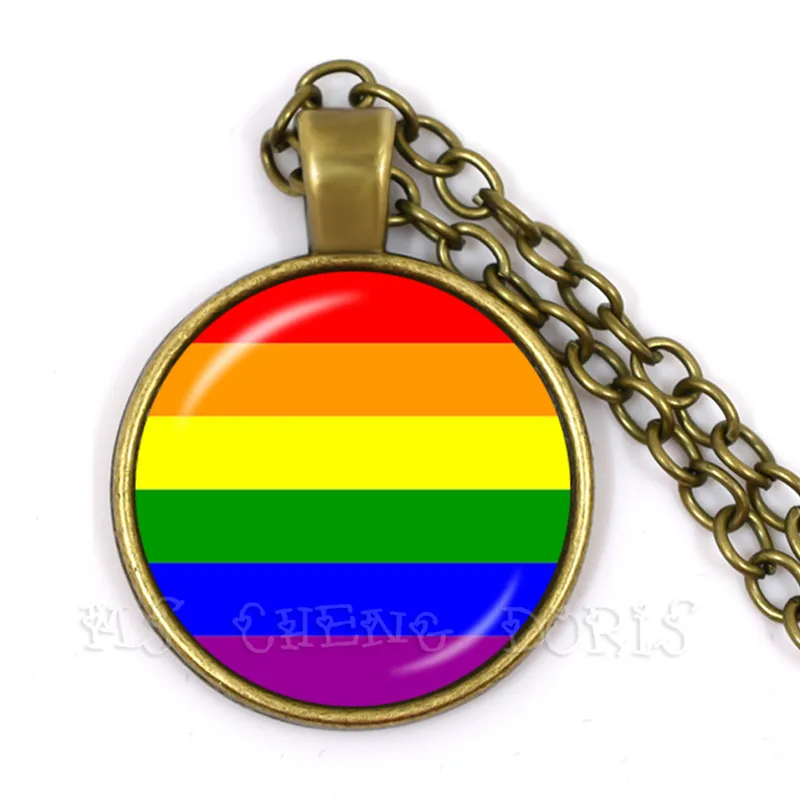 Parada do Orgulho Gay do arco-íris Colar Para Mulheres, Homens, Gays Lésbicas Orgulho Com arco-íris de Amor Vence LGBT Cúpula de Vidro Colar Pingente de Presente