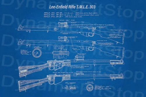 20x30cm Lee Enfield Rifle Plano de Estanho Sinal ou Decalque