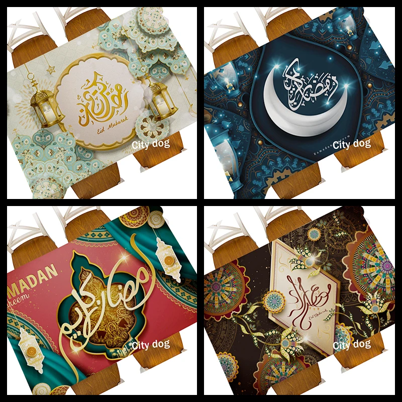 Islâmica Muçulmana De Eid Mubarak Impermeável Toalha De Mesa Ramadã Decorações Para A Casa Ramadan Karim Feliz Eid Tampa De Tabela