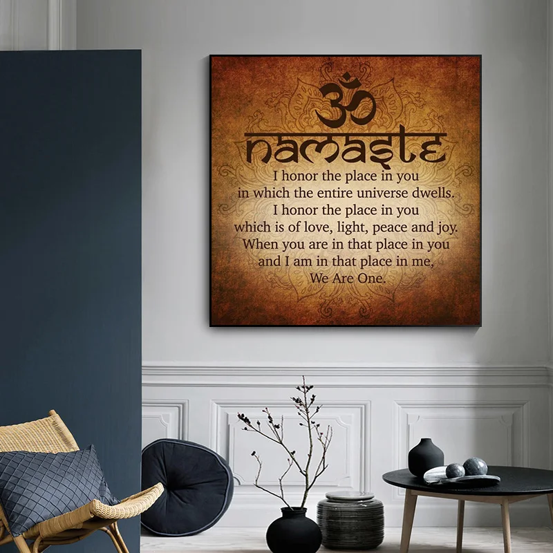 Culturenik Namaste Budista Inspiração Espiritual Citação Tela de Pintura de Cartazes e Estampas de Parede Fotos de Decoração de Sala de estar