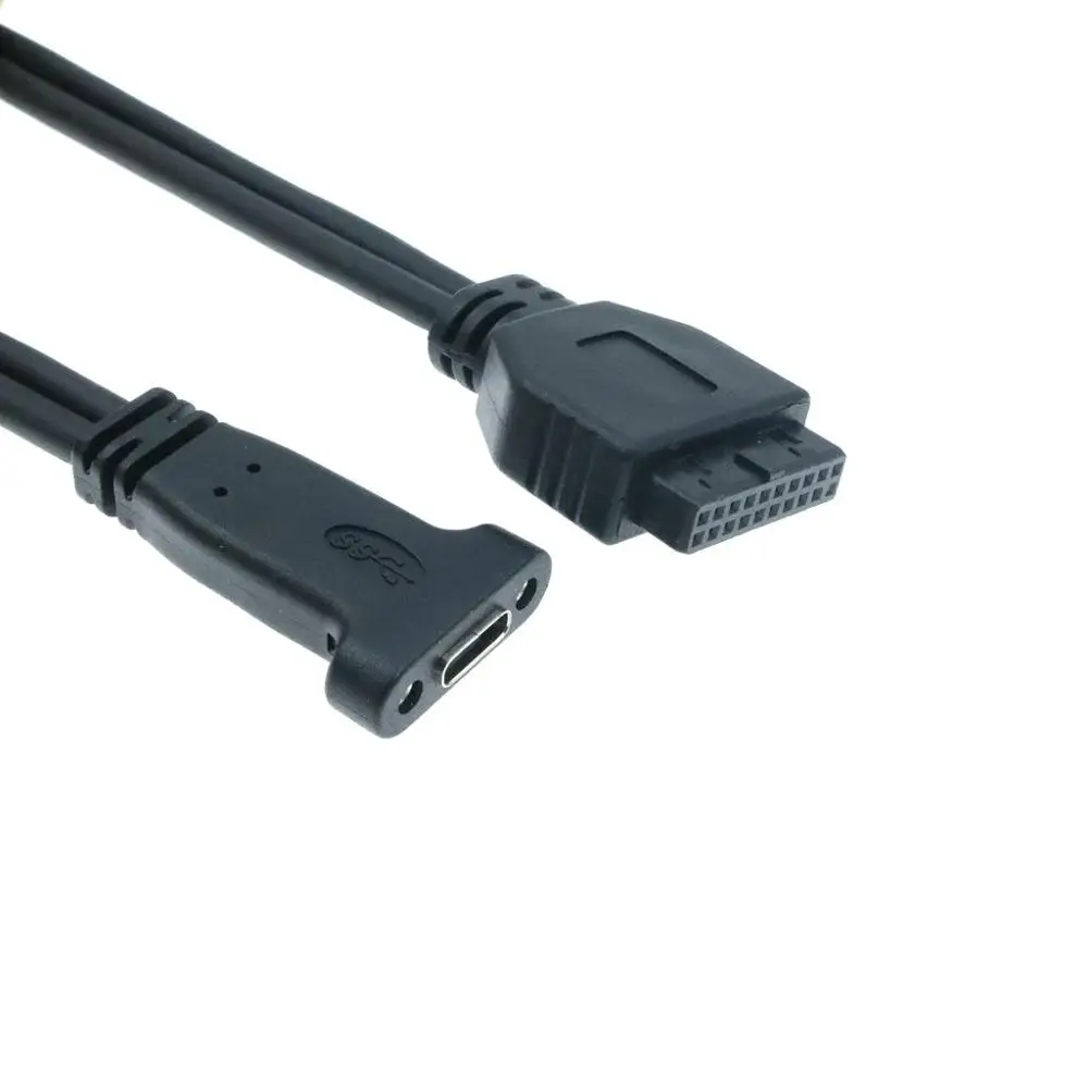 USB3.1-Tipo C Fêmea USB 3.0, placa-Mãe de 20 pinos do Painel de Montagem Com Cabo PCI do Painel Traseiro Expansão do Suporte de 0,5 m Atrás do PC