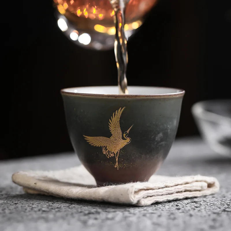 Chinês Retro Guindaste de Cerâmica Xícara de Chá , 5 Copos de Conjunto , feito a mão Xícara (chá) de Kung Fu,Mestre de Chá Arco Teaware 60ml