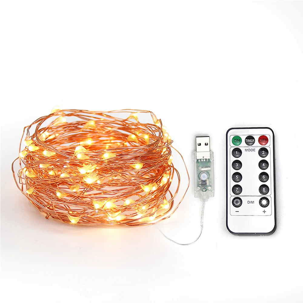 USB LED Luzes de corda Colorida de Ano Novo Garland Fio de Cobre Cadeia de Fadas Luz para o Interior para o Exterior Casamento Decoração de Natal