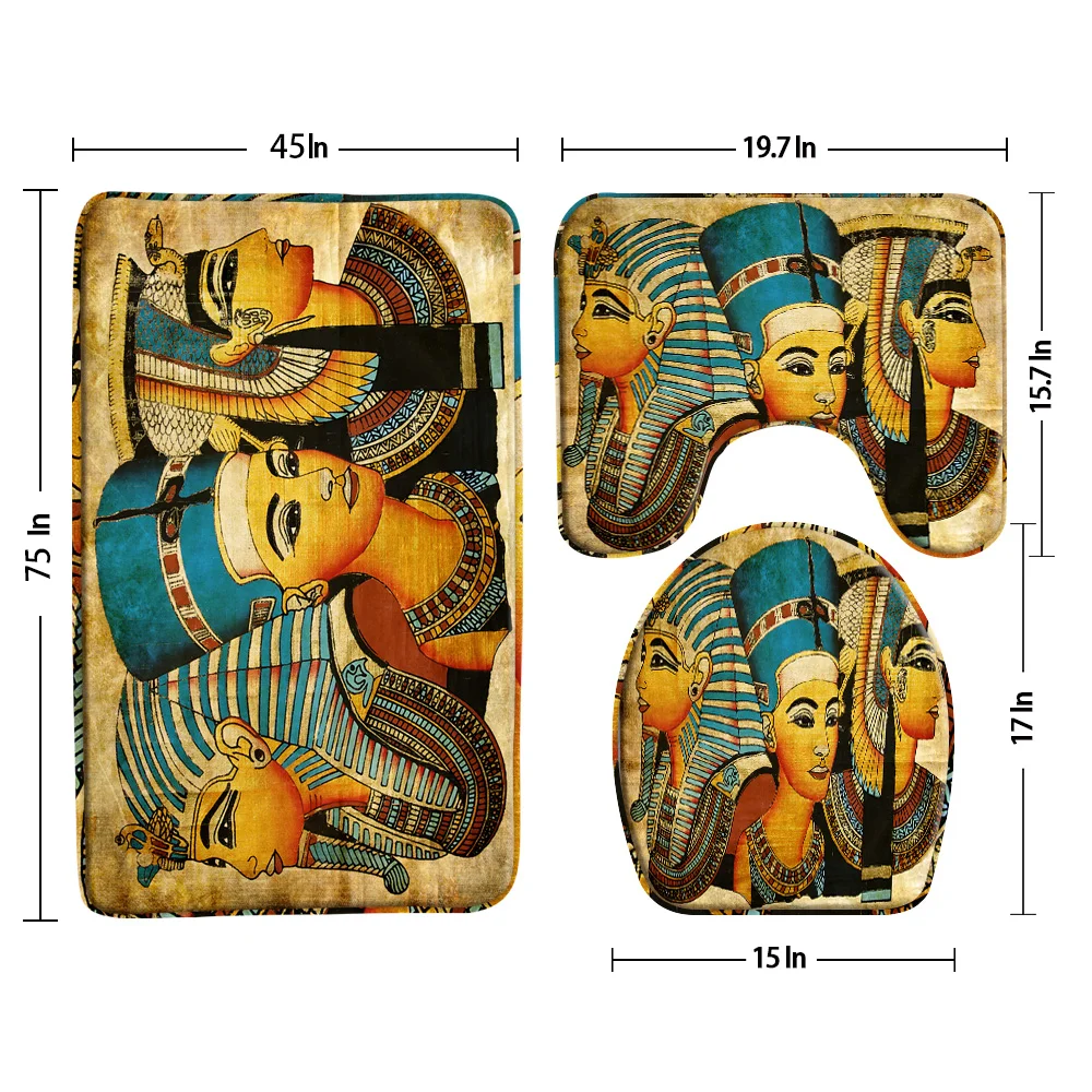 Retro Egito Antigo Estilo Étnico Decoração Do Banheiro Faraó Egípcio, Costumes Exóticos Antiderrapante, Tapete Higiênico Tampa Tapetes Conjunto De Três Peças
