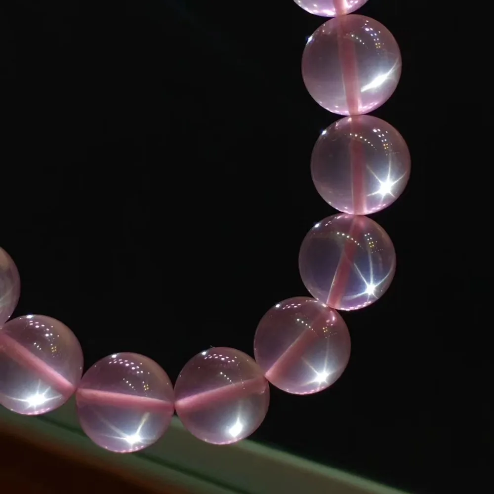 Genuíno Natural Quartzo Rosa da Luz da Estrela Bracelete da Mulher em Moçambique Trecho de Cristal Trecho Rodada Esferas de 10mm 12mm 14mm AAAAA