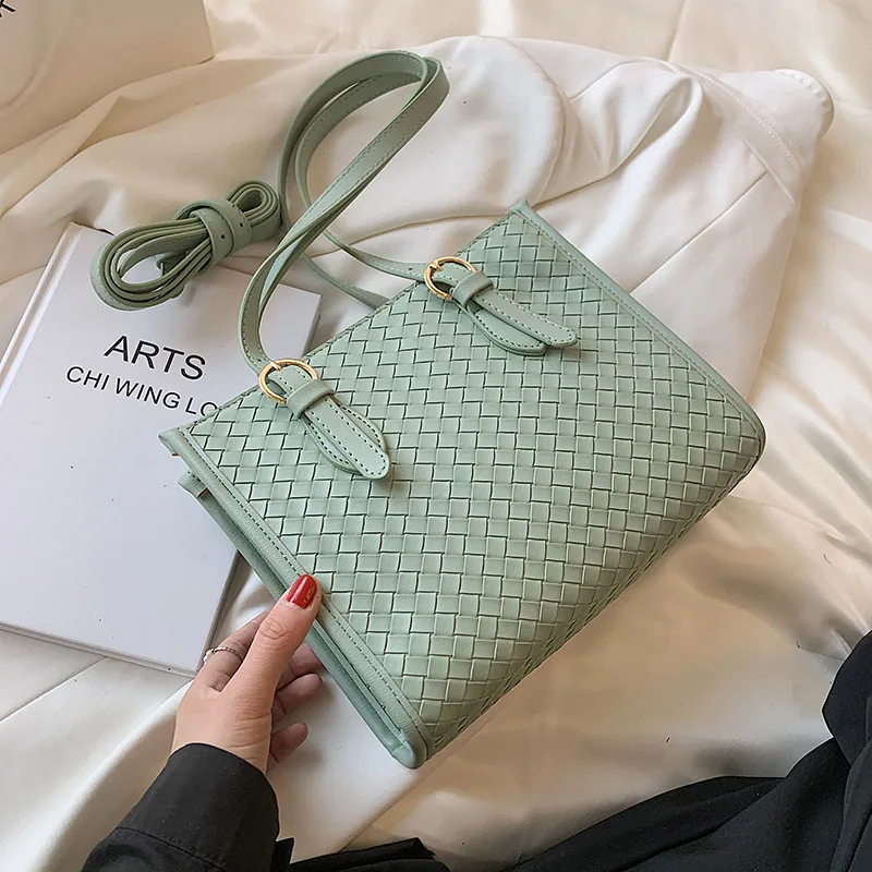 Tecer PU de Couro Pequena Crossbody Sacos Para as Mulheres 2021 Tendência de Moda de Luxo Ombro Handbag Designer Verde Rosa Branco