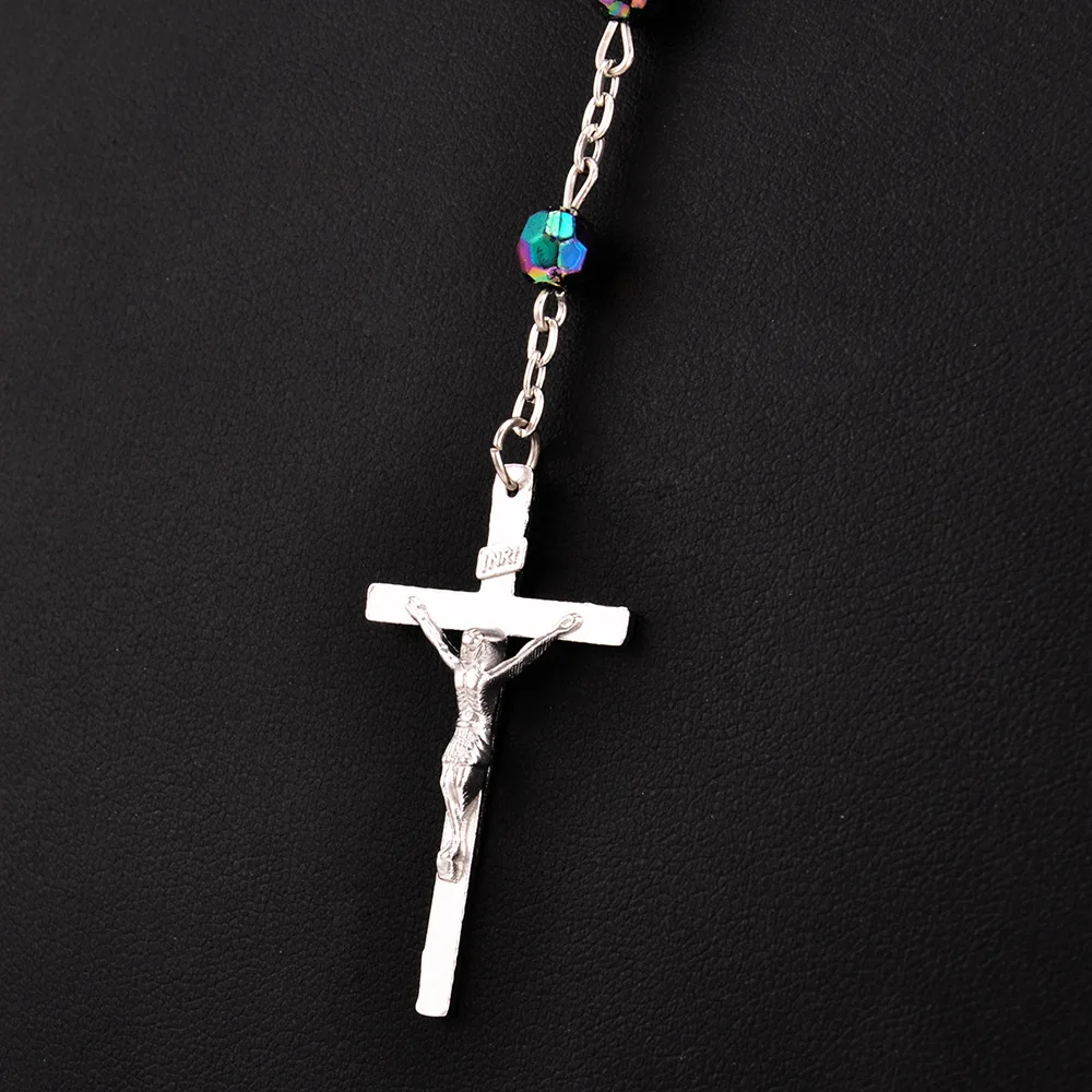 Crucifixo Gótico Rosário Cristo Religiosa Contas de Oração Terço Colar de charme Frisado Trad Goth Cruz Pingente Colar de Cadeia de Camisola