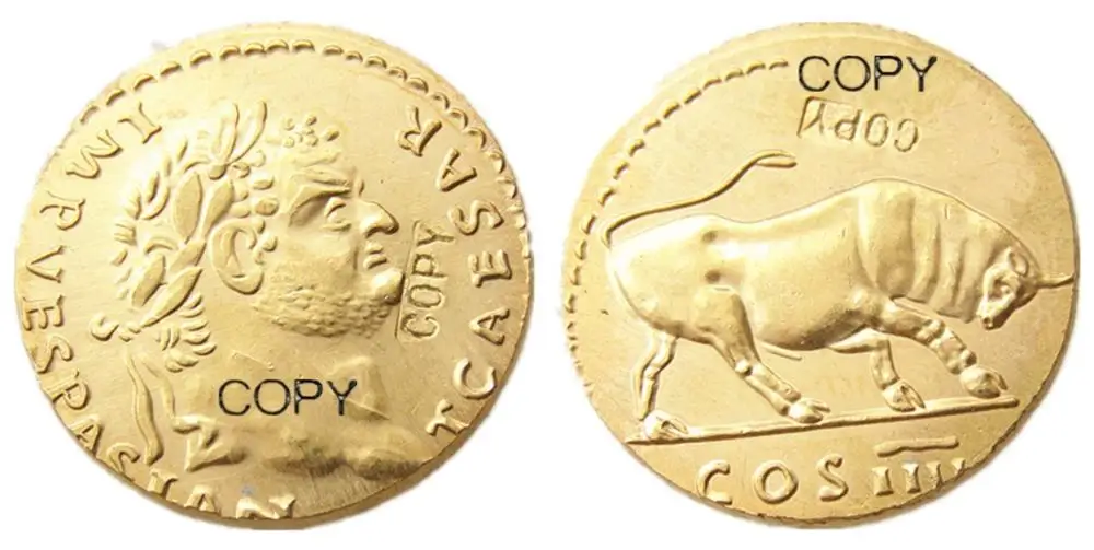 RM(20) Romana Antiga Ouro Banhado a Cópia Moedas