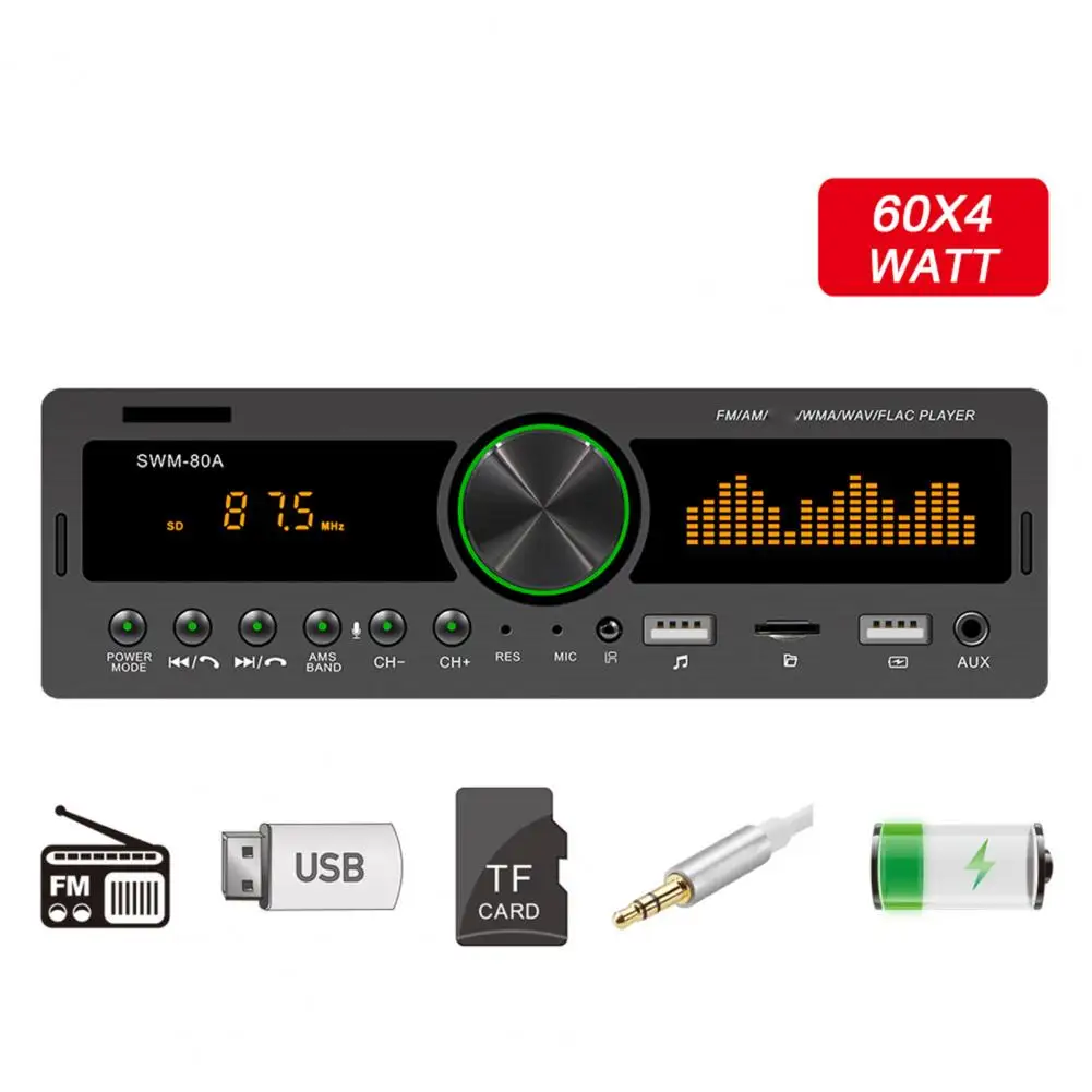 SWM-80B auto-Rádio Leitor Duplo USB, Bluetooth, Cartão Mãos-livres Inserir Rádio Leitor de MP3 para Veículos