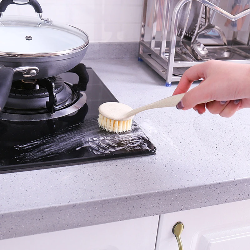 Multi-Função De Limpeza Da Escova Para Uma Longa Alça De Design, Sem O Contato Da Mão Com Cozinha Ferramenta De Limpeza