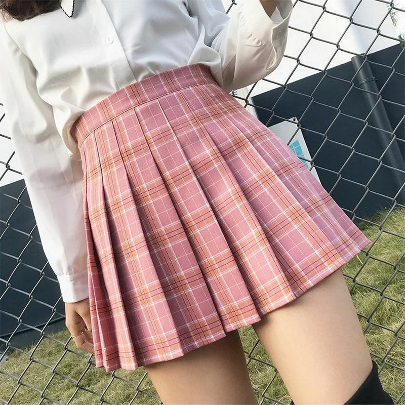 Saia plissada aluna novo estilo coreano versão de cintura alta, uma linha de hakama outono e inverno 2021 xadrez da saia de mulheres