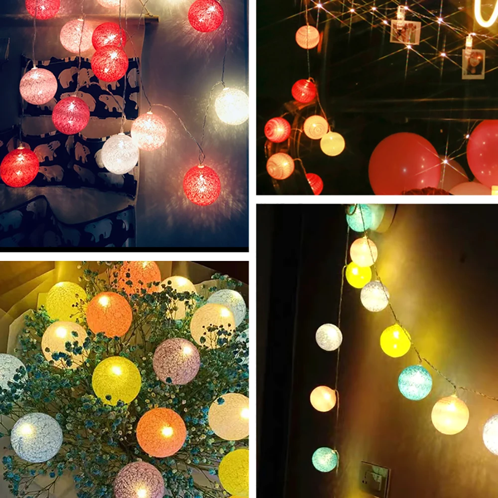 20 40 LED Ball Seqüência de Luzes a Pilhas Coloridas Garland Luzes de Fadas para a Casa de Casamento Festa de Natal ao ar livre Escolha da Lâmpada