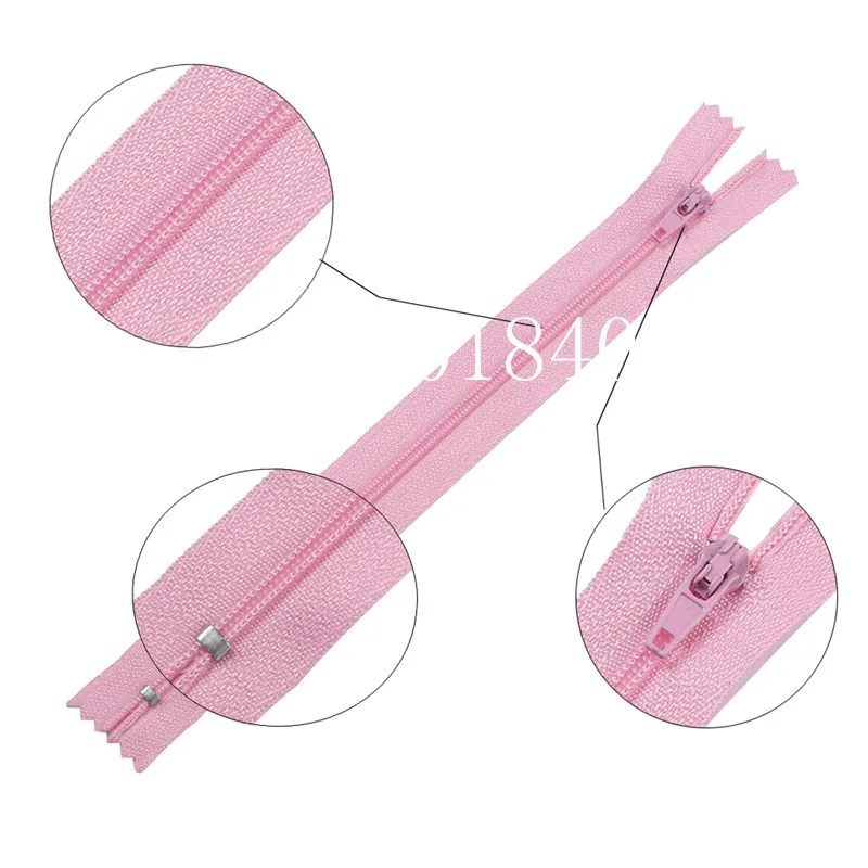10pcs 3# 7,5 cm-70 cm cor-de-Rosa de Nylon Zíperes para Alfaiate Costura, Artesanato Zíperes de Nylon em Massa Acessórios de Costura