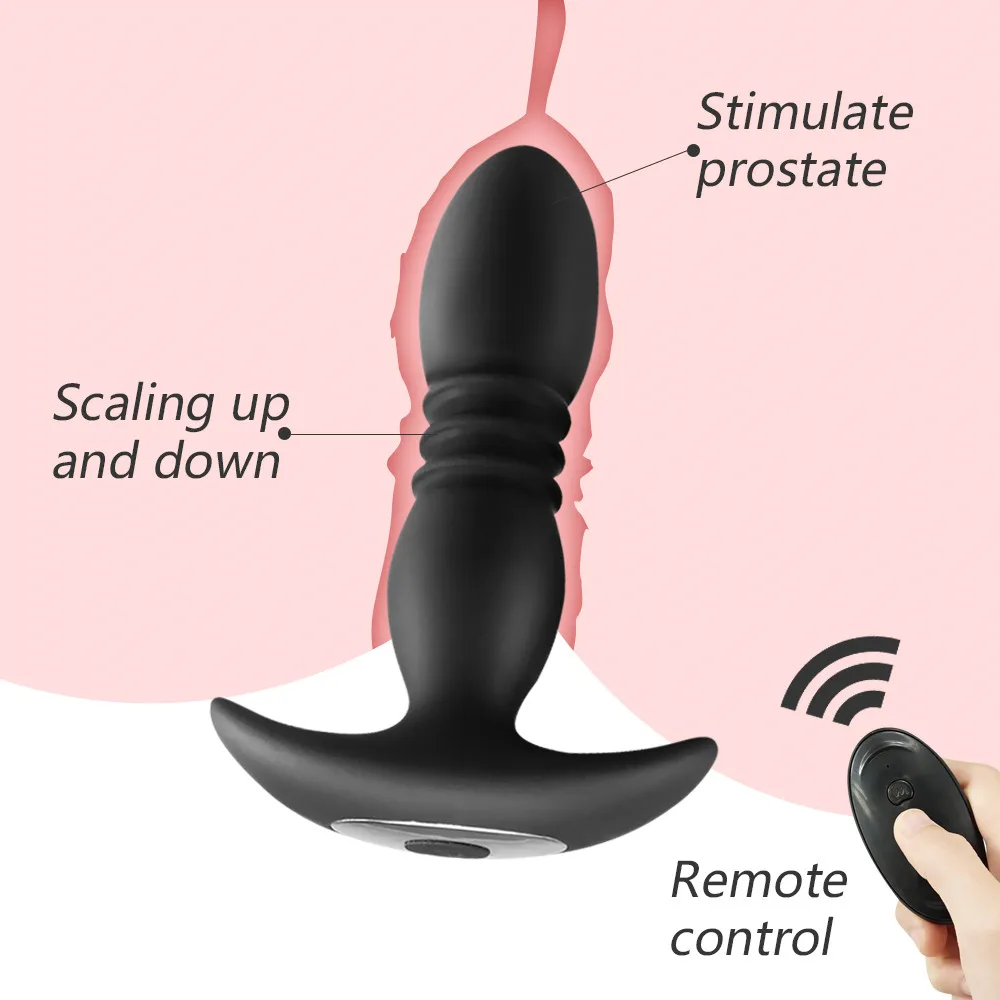Enorme Vibrador Plug anal Masculino Massageador de Próstata Controle Remoto sem Fio, Empurrando o Vibrador Plug Anal Vibrador Brinquedo do Sexo para a Mulher os Homens