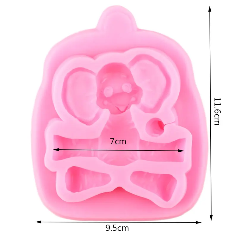 Animais 3D Elefante Moldes de Silicone de Aniversário do Bebê Fondant de Decoração do Bolo de Ferramentas de Cupcake Topper para Doces de Chocolate, Sabão de Resina Moldes