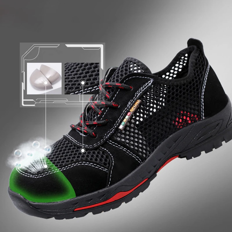 Anti-Perfuração Calçados de Segurança de Trabalho dos Homens Botas Respirável Sapatos de Trabalho Para Homens Pac de Aço Toe Botas de Segurança Homens de Proteção Sapatos Novos
