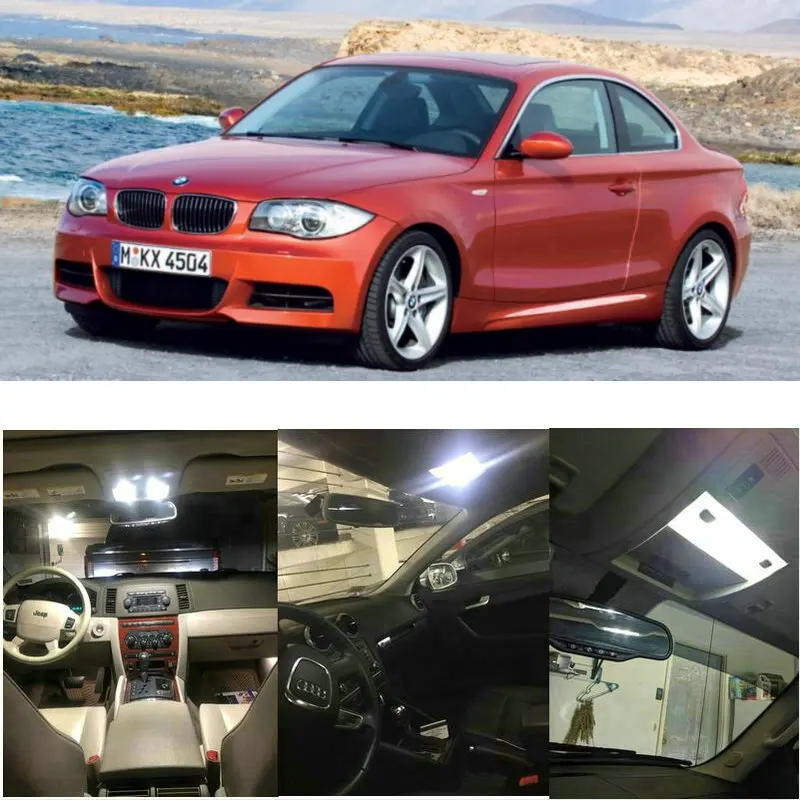 12x de LED iluminação interior conjunto completo Para BMW 1er E82 Coupé luz de leitura traseira luzes de erro grátis