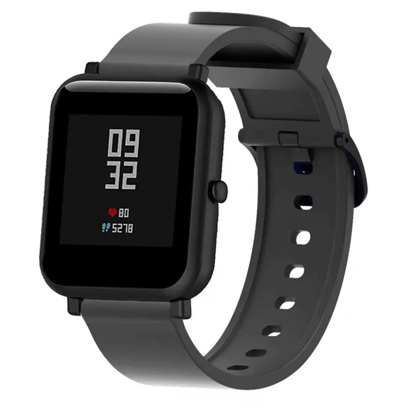 Em Silicone macio Esporte, Alça Para Xiaomi Huami Amazfit Bip Smart Watch 20MM Monocromático Substituição Banda Pulseira Inteligente Acessórios