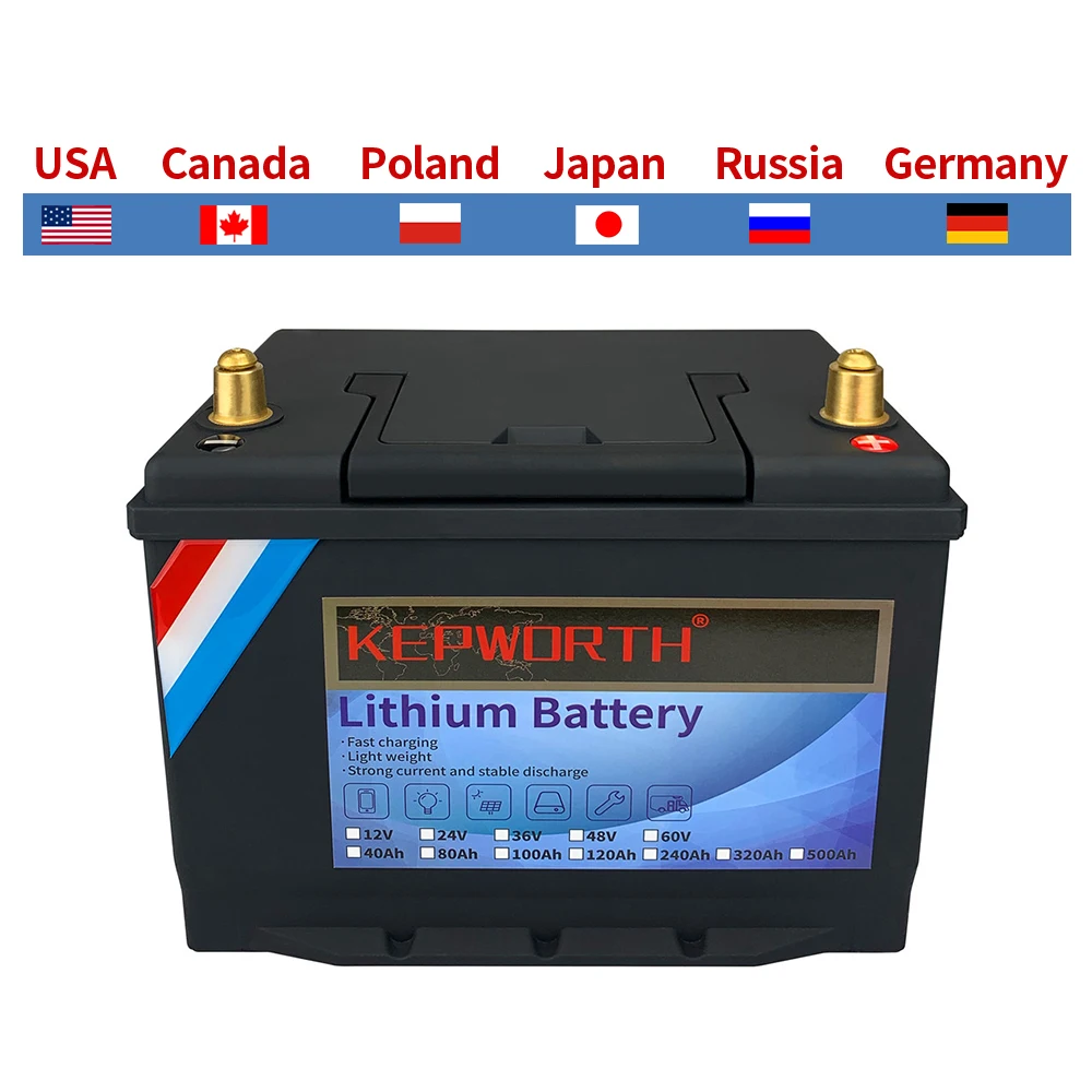 12V 60Ah LiFePO4 Bateria de Armazenamento de energia Solar Incorporada BMS Baterias de Lítio Para RV Campistas Carrinho de Golfe Off-Road Fora-grade de Energia Solar