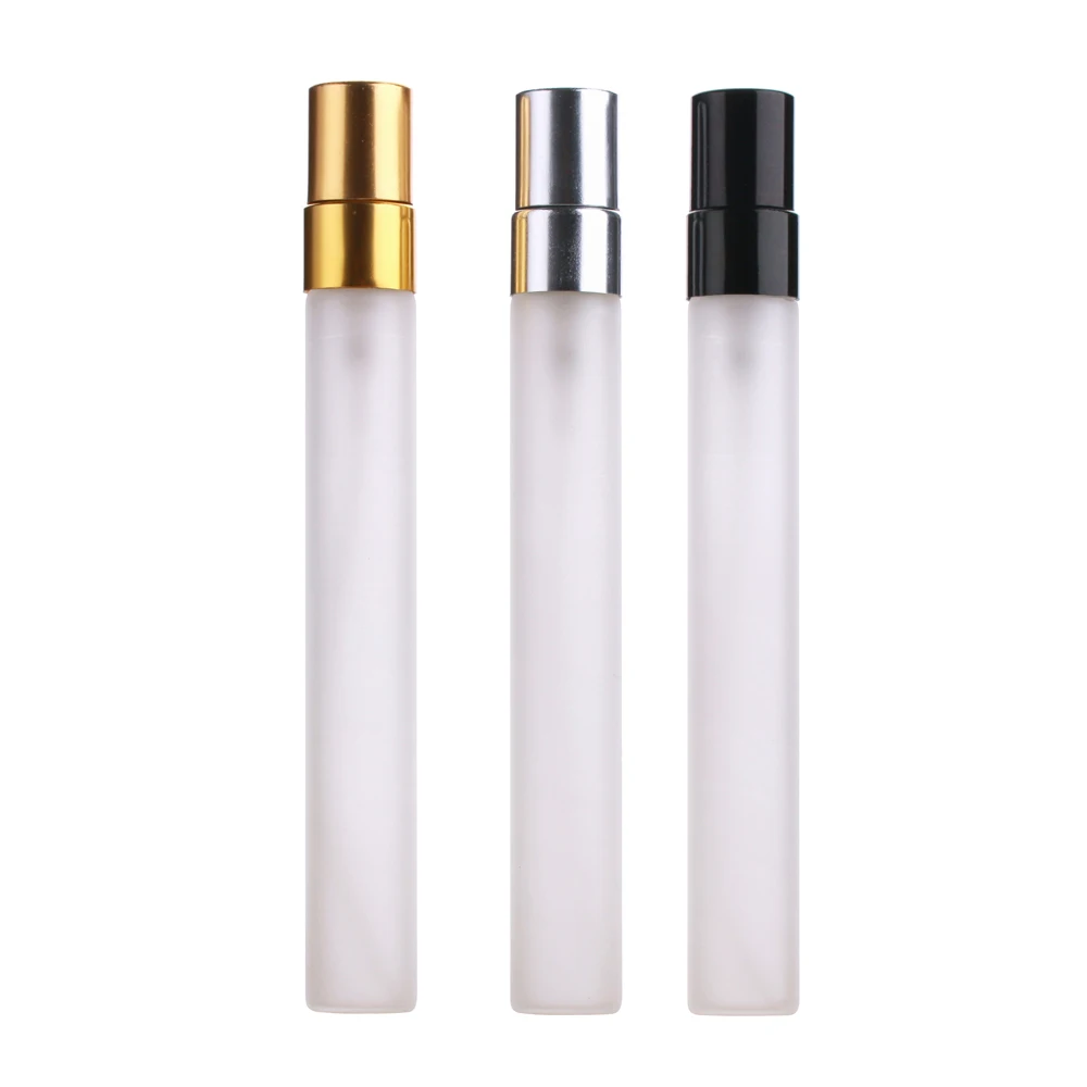 100Pcs/Monte 10ml de Vidro Fosco em Spray Frasco Vaporizador de Perfume Mini Recarregável Frasco de Perfume Pequena amostra