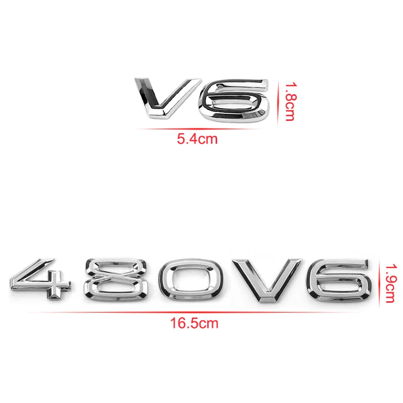 480V6 530V6 V6 Emblema Logotipo Tronco Fender Adesivo Preto Para Volkswagen VW Phideon Teramont Passat Atlas V6 de 480 530 V6 Estilo Carro