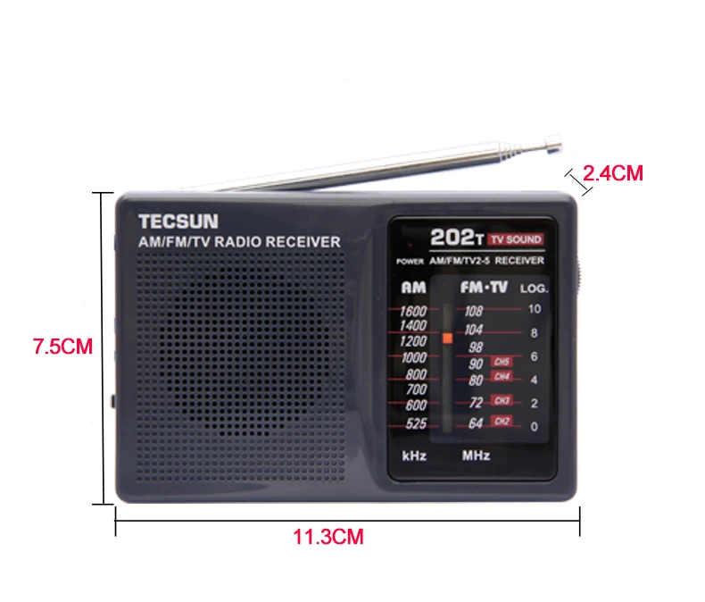 Original Tescun R-202T Rádio Portátil Mini AM/FM/TV de Bolso Receptor de Rádio