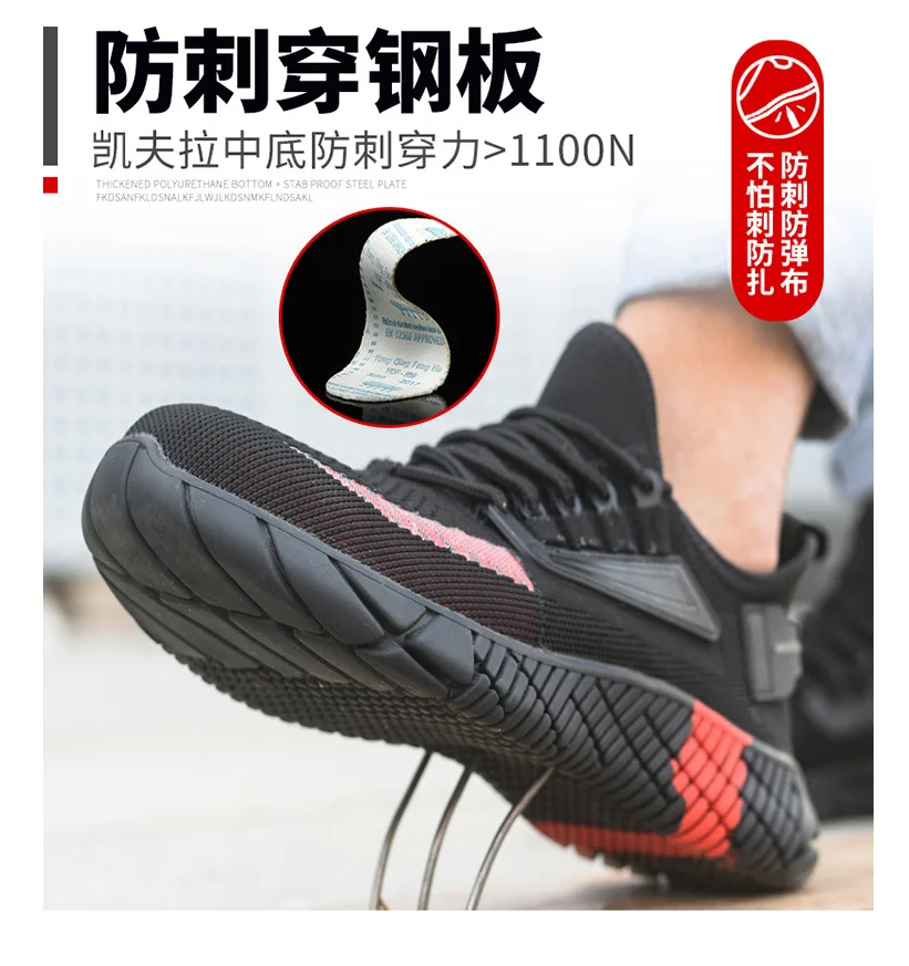 Novo Respirável Homens Sapatos De Segurança De Aço Do Dedo Do Pé Antiderrapante Botas De Trabalho Indestrutível Sapatos Punção Prova De Trabalho Tênis Homens