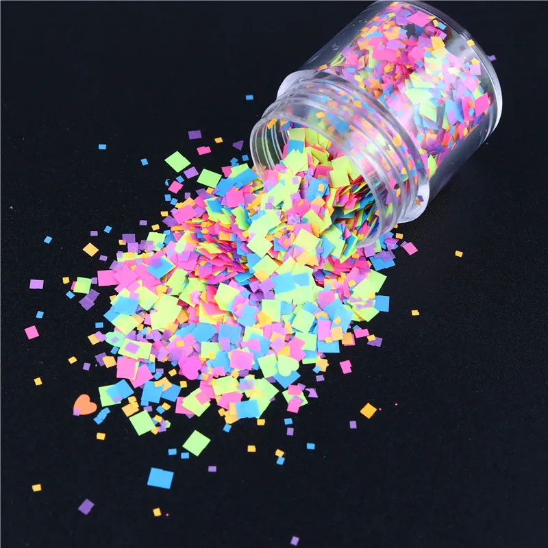 Hexágono Borboleta a Arte do Prego de Glitter, Lantejoulas Brilho Luminoso No Escuro Fluorescente Forma de Coração de Amor de um Floco de Manicure Dicas de 10ml/Jar