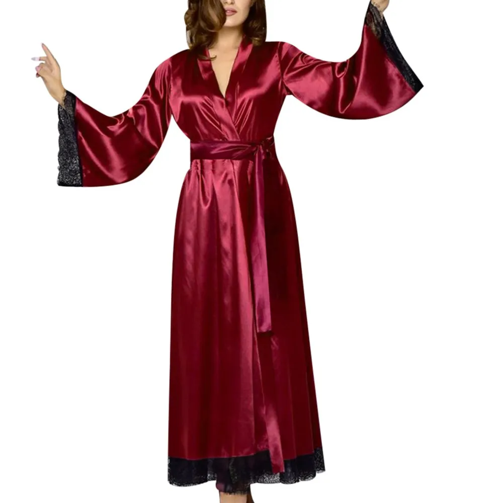Suave Noite de Novo Quimono de Seda Robe, Roupão de banho Mulheres de Seda, Dama de honra Vestes Sexy Vestes vermelhas de Cetim Veste Senhoras robes de 2020