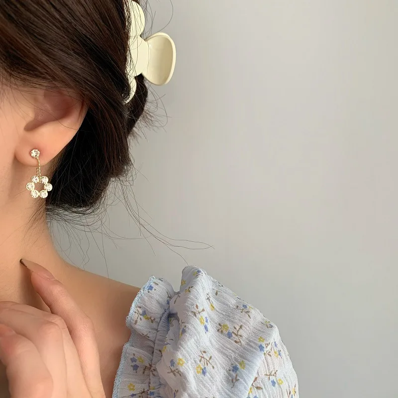 Novo Coreia Moda De Pedra De Strass Brincos De Flores Para As Mulheres Da Moda Jóia De Cristal De Moda Oorbellen Presentes
