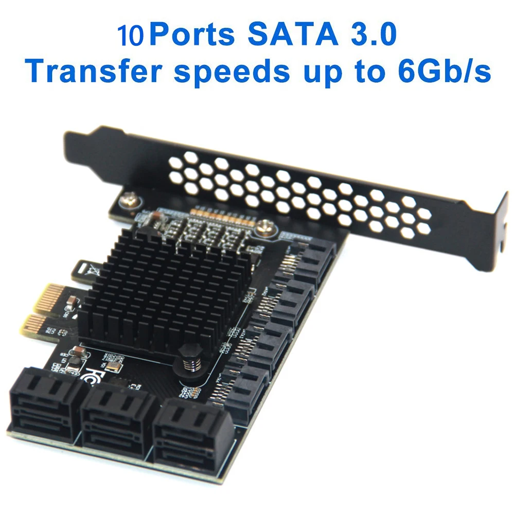 SATA PCIE 1X Adaptador 6/10 Portas PCIE X4 X8 X16 para SATA 3.0 6Gbps Interface de Taxa de Riser Placa de Expansão