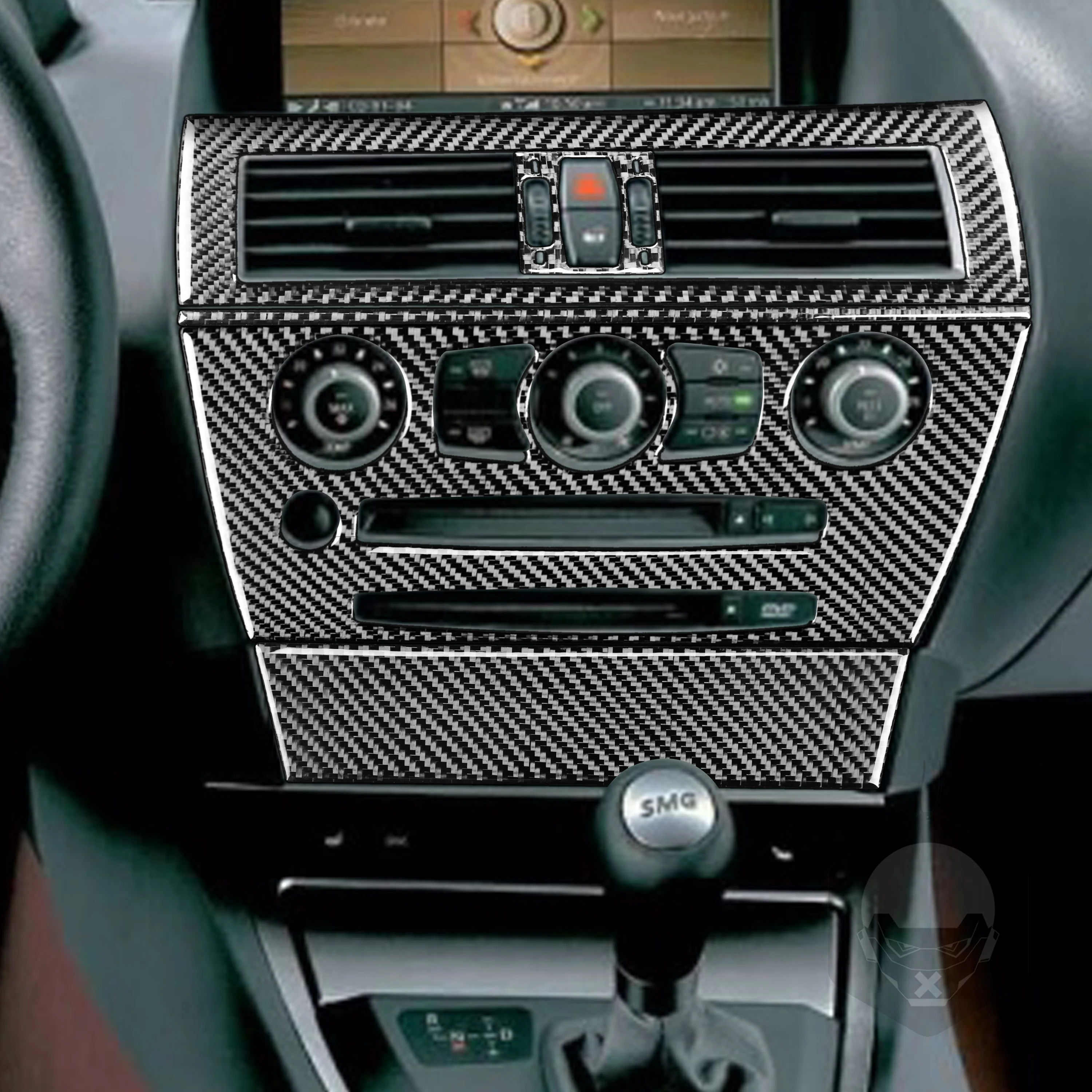 Carro Console Central AC CD de Rádio, Painel de Fibra de Carbono Tampa Adesivos Para BMW Série 6 E63 E64 2004 - 2010 Central de Ventilação de Ar Guarnição de Decalque