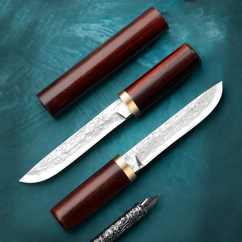 HUANGFU VG10 aço Damasco lâmina fixa a faca de caça militar sobrevivência faca artesanal faca ao ar livre da faca faca camping