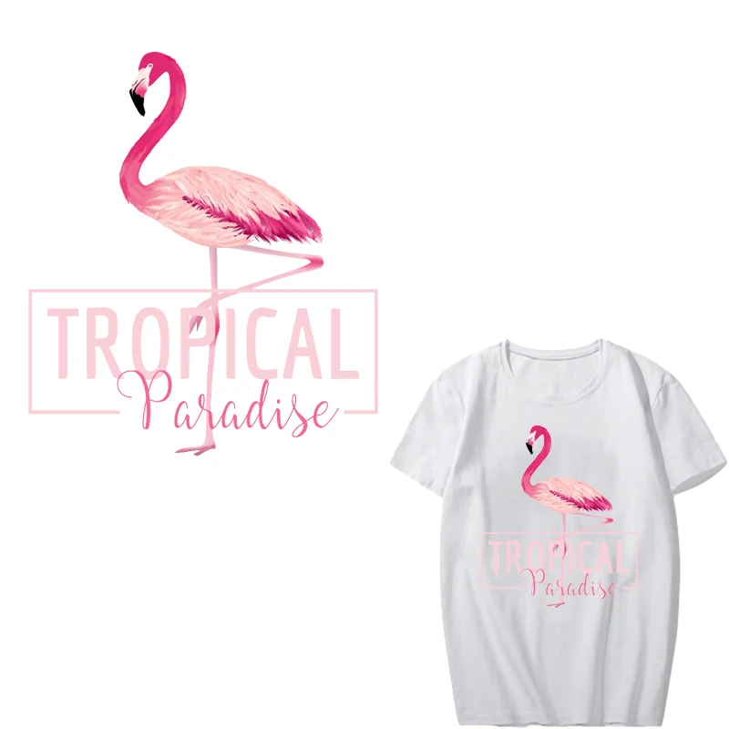 Ferro no Flamingo Patches para Menina Roupas de DIY T-shirt de Transferência de Calor Apliques de Adesivos de Vinil Lavável Emblemas Térmica Prima