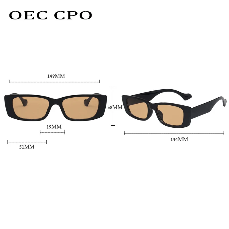 OEC CPO Vintage Retângulo de Óculos de sol Para as Mulheres da Praça de Óculos de Sol dos Homens Punk Óculos da Moda Feminina UV400 Oculos De Sol Feminino