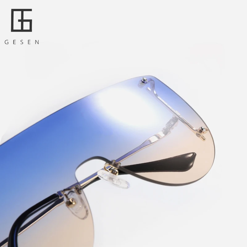 GESEN Novo Gradiente de Óculos de Sol da Moda Oversize Óculos de sol das Mulheres/Homens sem aro, Óculos de proteção UV400 Atacado