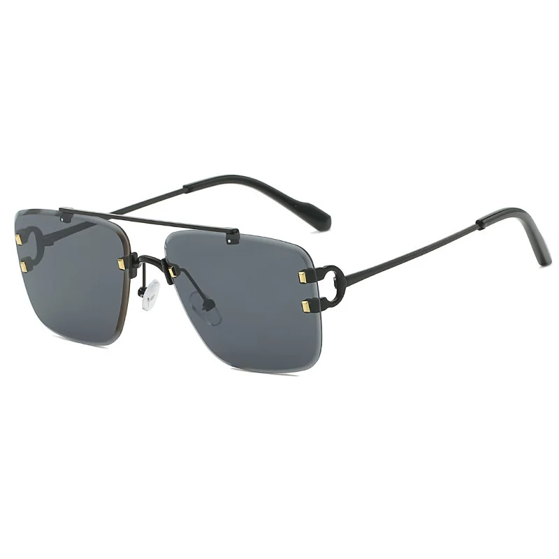 DENISA Dupla Ponte de Óculos sem aro Homens Mulheres 2021 Moda Cinza Sqaure Óculos de sol Para Homens UV400 Marca de Luxo Óculos G3040