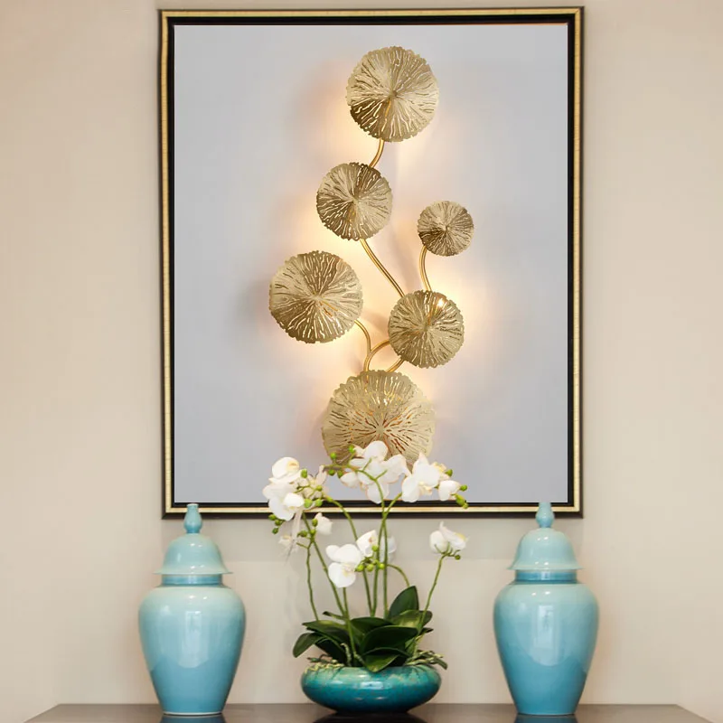 Projeto de réplica do Lotus Lâmpada de Parede sala Quarto Barra de Cobre de ouro lâmpada de parede Com Abajur Vintage Arte de Decoração de led lâmpada de cabeceira