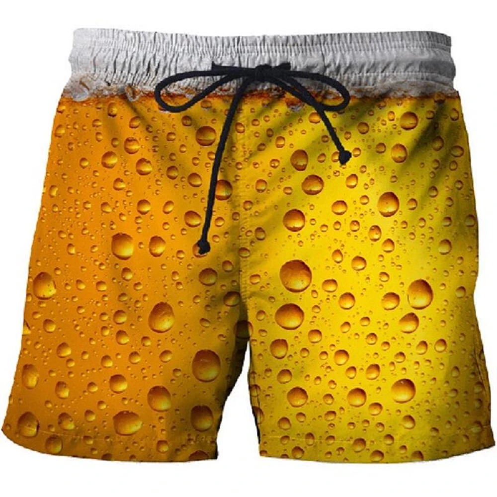 Homens Cerveja Gráfico Calções de Praia Padrão 3D Cerveja Cap Boardshorts Homens e Mulheres de Calças