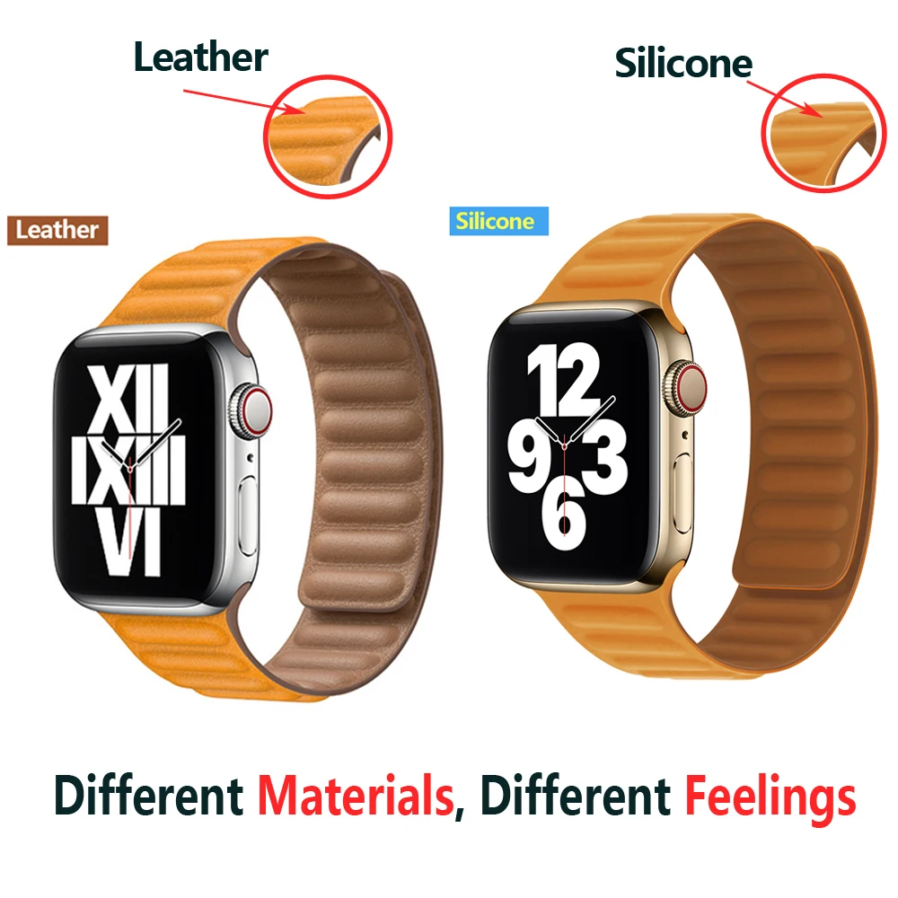 Silicone/Couro Link Para a Apple faixa de relógio de 40mm 44mm 42mm 38 42 mm 1:1 Laço Magnético pulseira iWatch série 6 5 4 3 SE alça