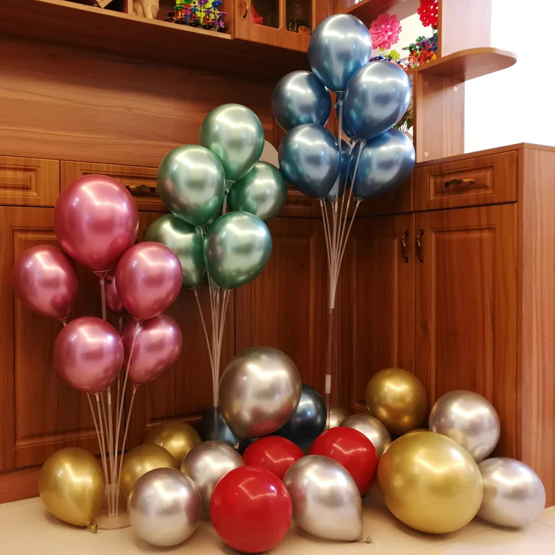 10pcs 5/10/12inch Brilhante de Metal Prateado Balões de Látex Grosso Cromado Metalizado Cores hélio Ar Bolas Globos de Decoração de Festa de Aniversário