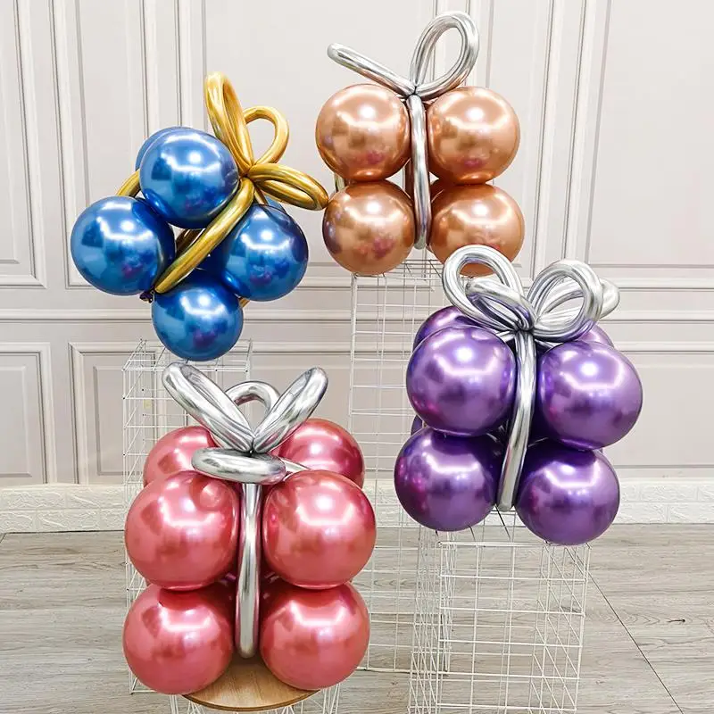 12pcs/Lotes Brilhante de Metal Balões de Látex DIY Presente de Aniversário Caixa Metálica de Hélio, Balões de Ar Para o Casamento, Festa de Natal Decorações