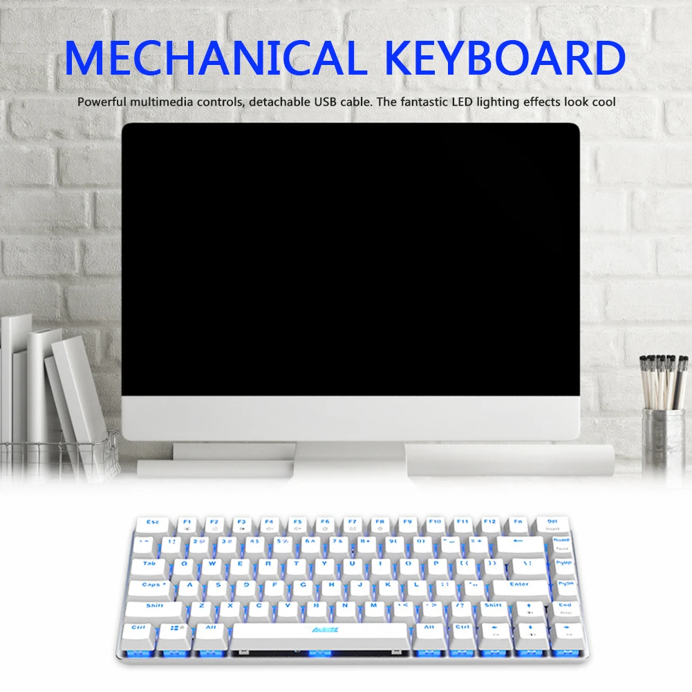 Mechanical Gaming Keyboard 18 Modo RGB Retroiluminado USB com Fio De 82 Teclas Azul/Preto do Eixo Para o Profissional de Teclado Para notebook PC Gamer