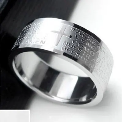 MANGOSKY 8MM de Aço Inoxidável 316L Bíblia Anéis de Titânio Anéis de Aço Para Mulheres e Homens