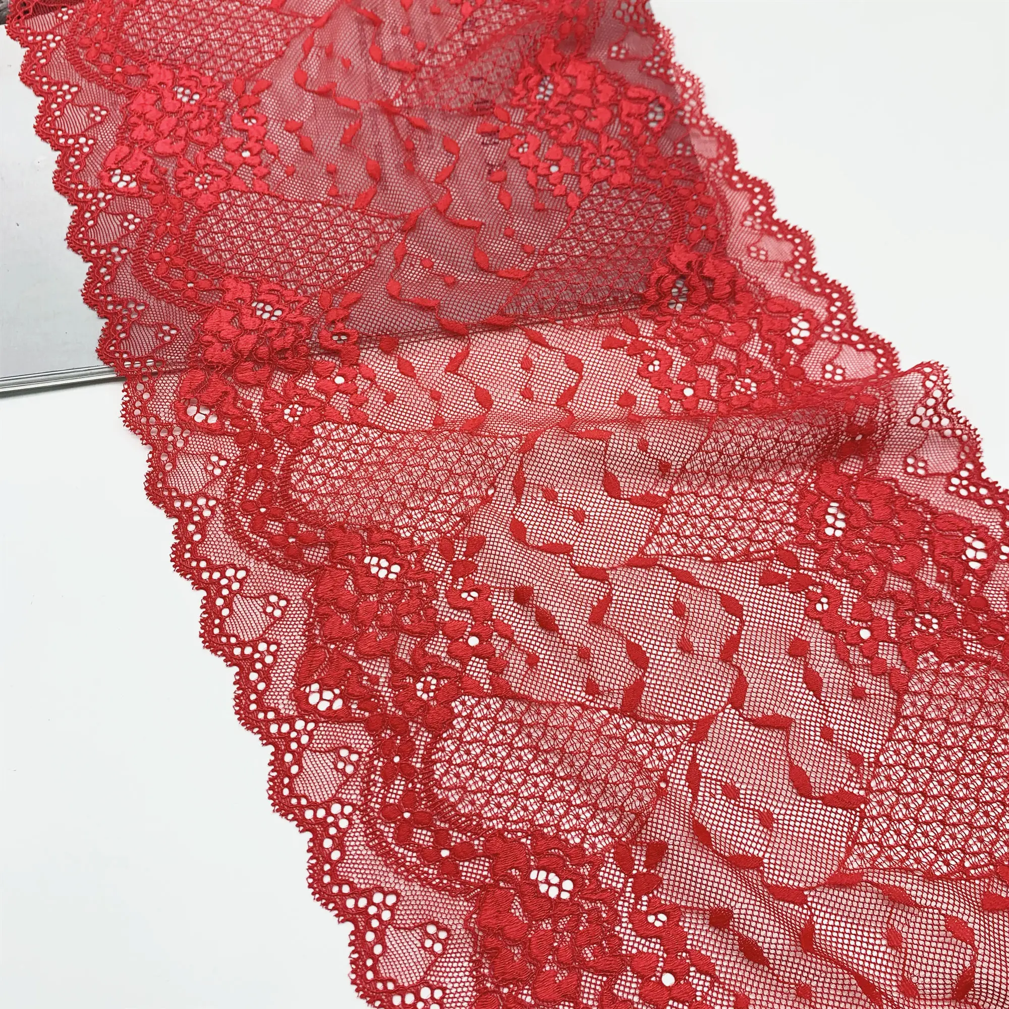 3y/monte Largura 24.50 cm, Vermelho-Escuro Elástico Laço do Estiramento Guarnições Para Roupa-Acessórios Vestido de Costura de Apliques de Traje de Tecido de Renda