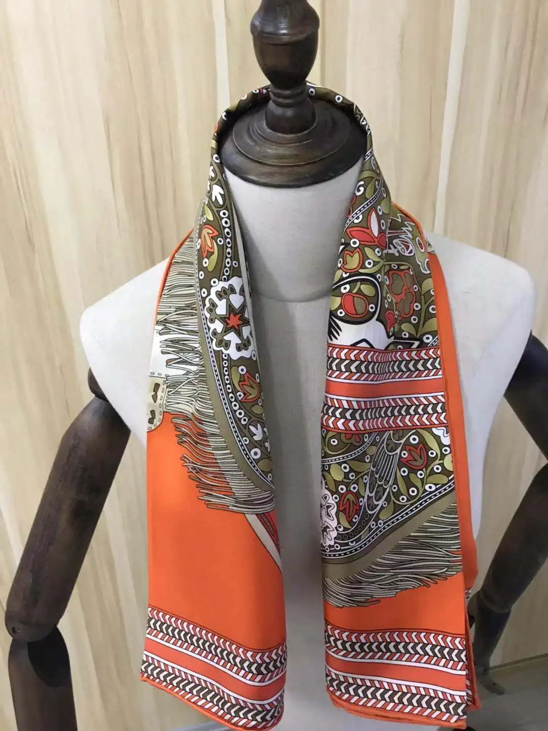 2021 chegada nova moda elegante marca de laranja lenço de seda 90*90 cm quadrado xale de sarja envoltório para mulheres senhora menina